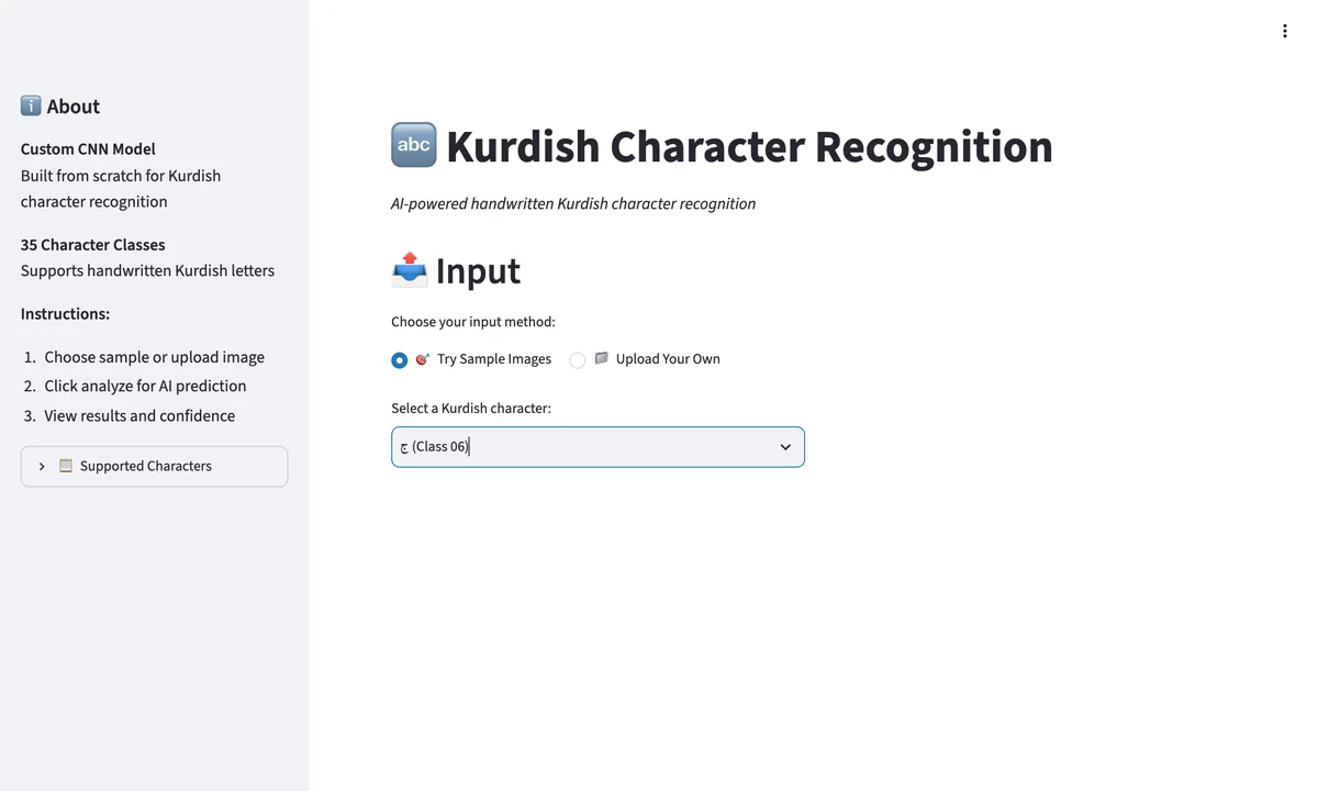 Kurdish character recognition app